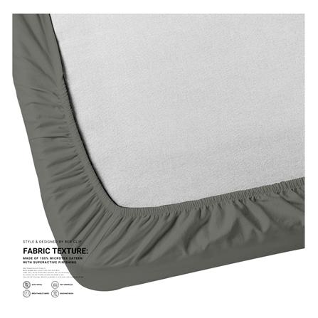 ชุดผ้าปูที่นอน 8 ฟุต 3 ชิ้น BED CLIP MICROTEX สีเทาเข้ม_2