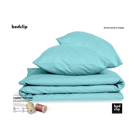 ผ้าปูที่นอน 6.5 ฟุต BED CLIP MICROTEX สีฟ้า_1