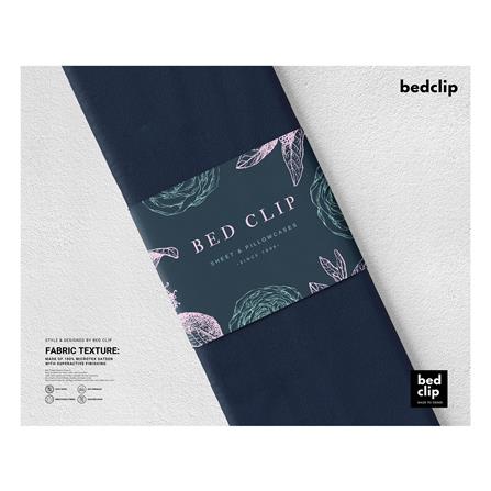 ชุดผ้าปูที่นอน 7 ฟุต 3 ชิ้น BED CLIP MICROTEX สีน้ำเงินเข้ม_3
