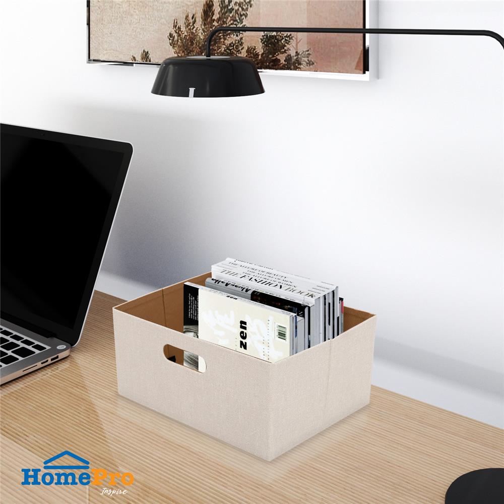 กล่องผ้าพับ STACKO HOME 35x27x15.5 ซม. ไซซ์ M สีครีม