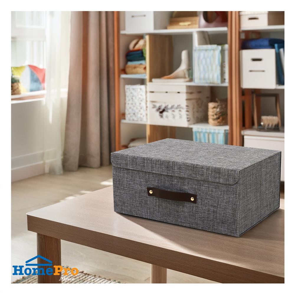 กล่องฝาเปิดผ้า STACKO HOME SIZE M 35X27X15.5 ซม. สีเทา