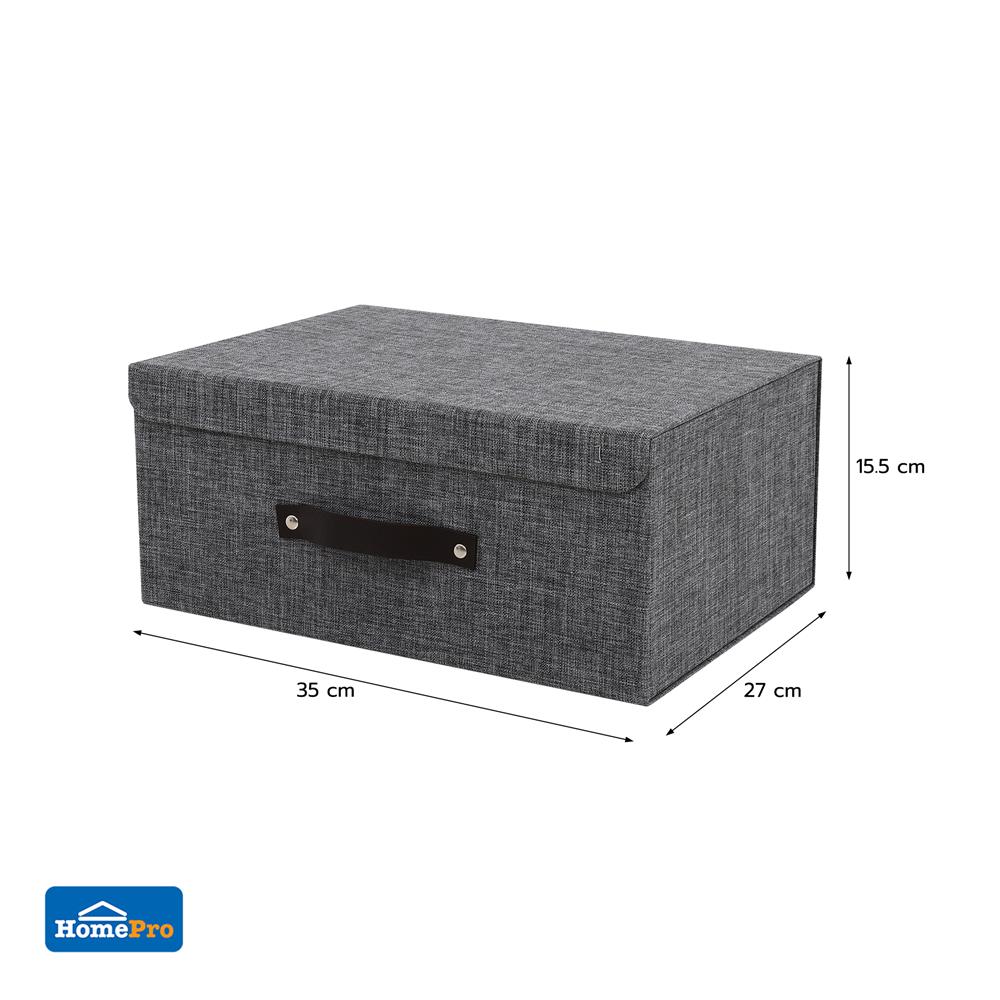 กล่องฝาเปิดผ้า STACKO HOME SIZE M 35X27X15.5 ซม. สีเทา
