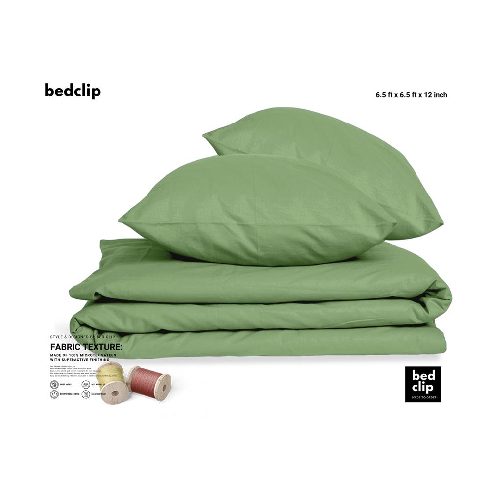 ผ้าปูที่นอน 6.5 ฟุต BED CLIP MICROTEX สีเขียว
