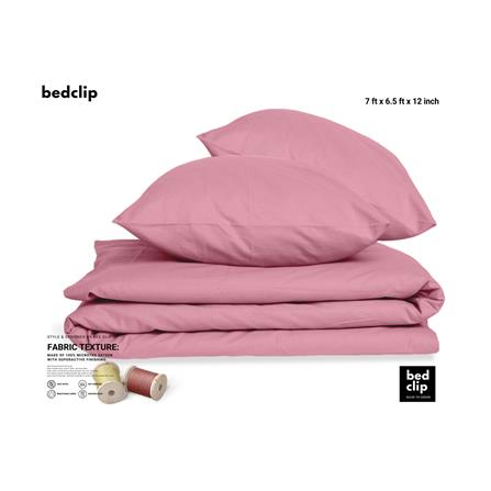 ผ้าปูที่นอน 7 ฟุต BED CLIP MICROTEX สีชมพู_1