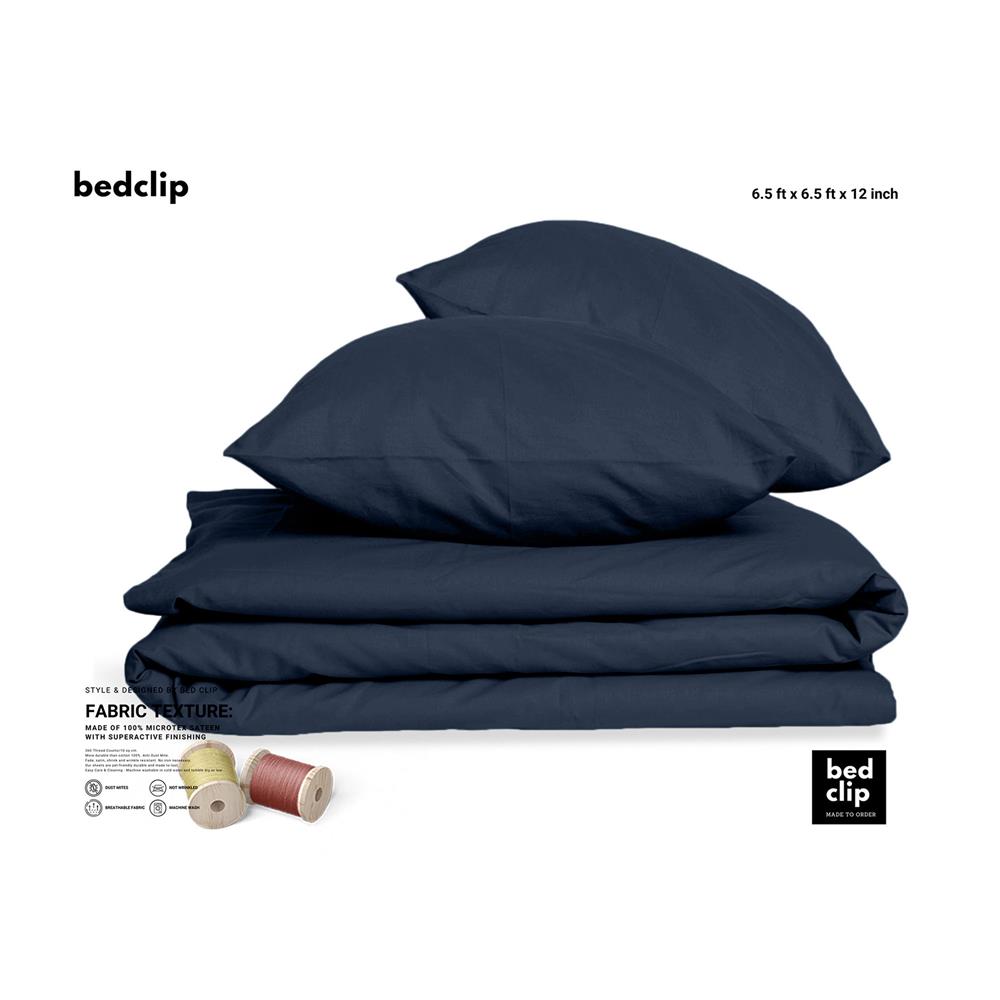 ผ้าปูที่นอน 6.5 ฟุต BED CLIP MICROTEX สีน้ำเงินเข้ม