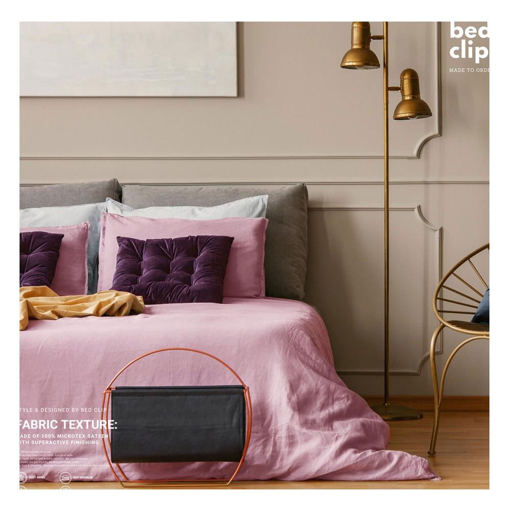 ผ้าปูที่นอน 6.5 ฟุต BED CLIP MICROTEX สีชมพู