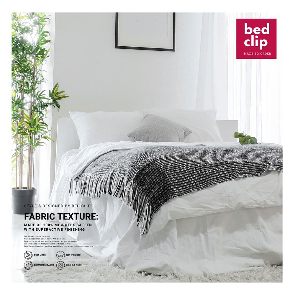 ชุดผ้าปูที่นอน 9 ฟุต 3 ชิ้น BED CLIP MICROTEX สีขาว