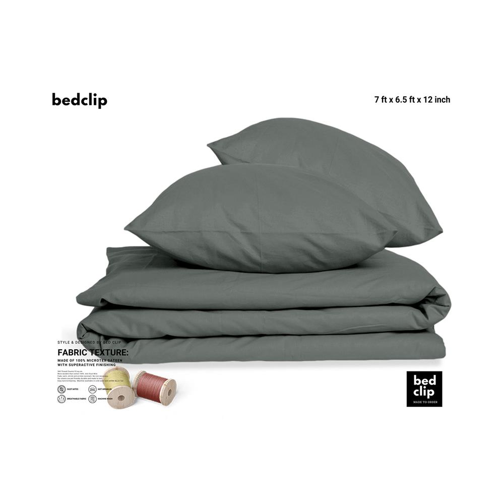 ผ้าปูที่นอน 7 ฟุต BED CLIP MICROTEX สีเทาเข้ม