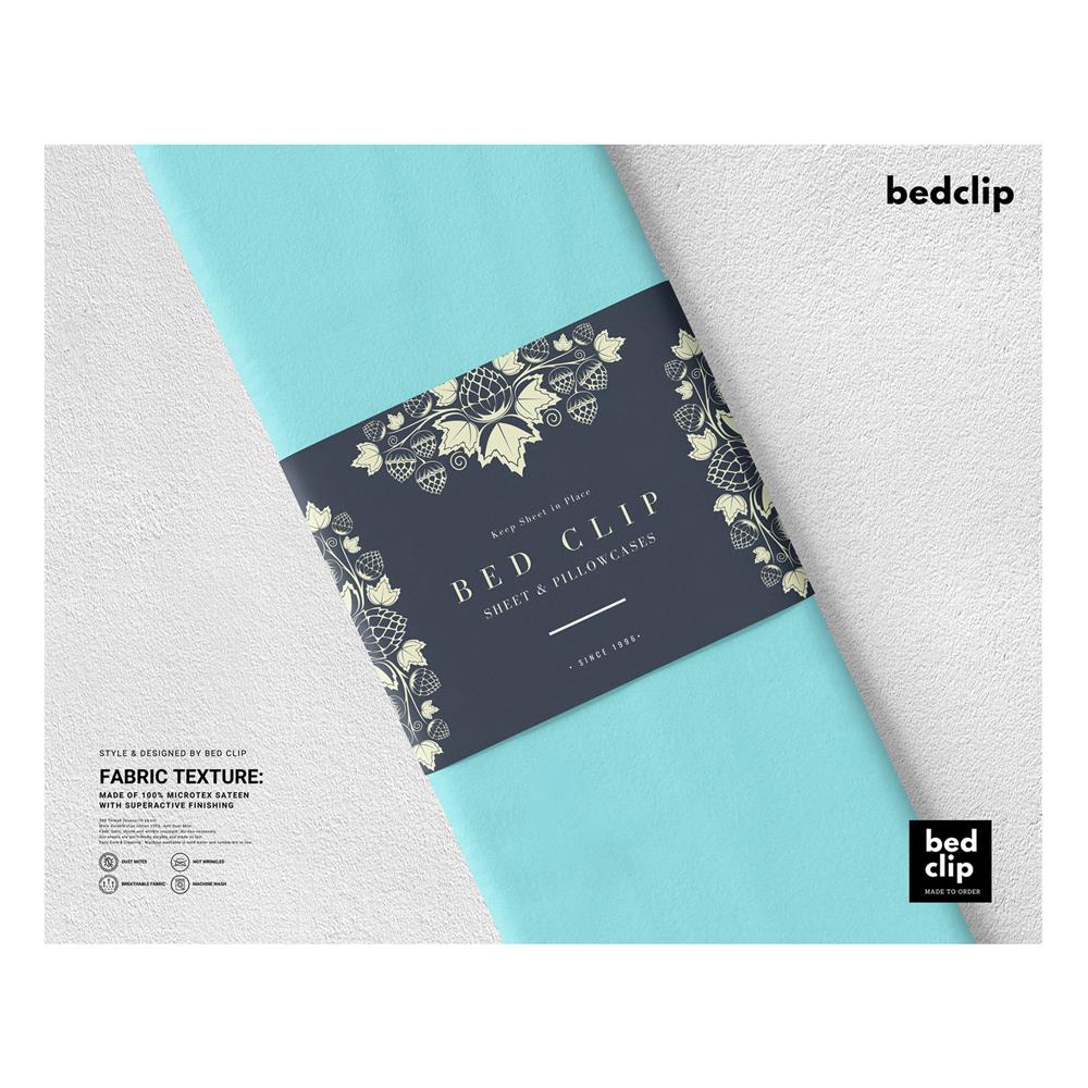 ผ้าปูที่นอน 7 ฟุต BED CLIP MICROTEX สีฟ้า
