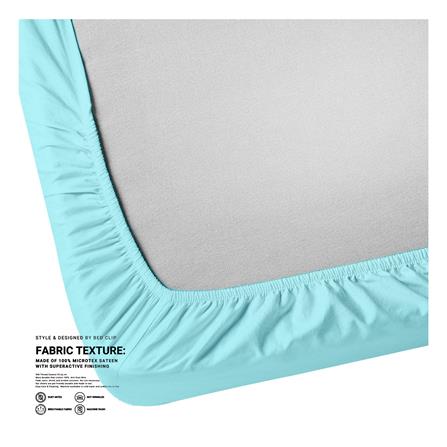 ผ้าปูที่นอน 7 ฟุต BED CLIP MICROTEX สีฟ้า_2