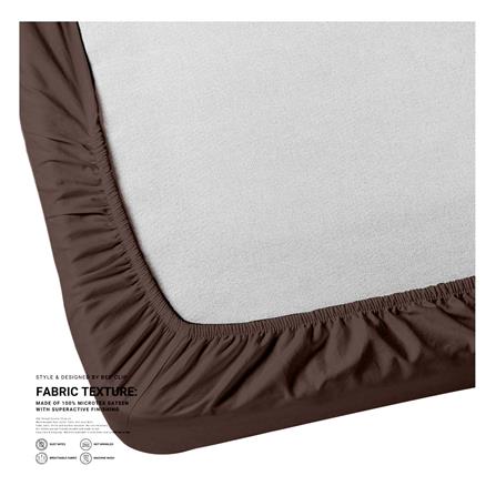 ผ้าปูที่นอน 7 ฟุต BED CLIP MICROTEX สีน้ำตาล_2