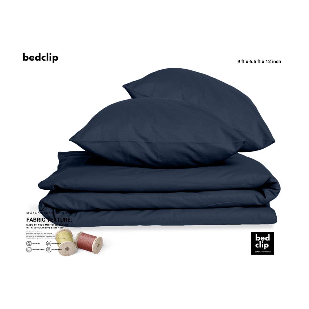 ผ้าปูที่นอน 9 ฟุต BED CLIP MICROTEX สี DARK BLUE