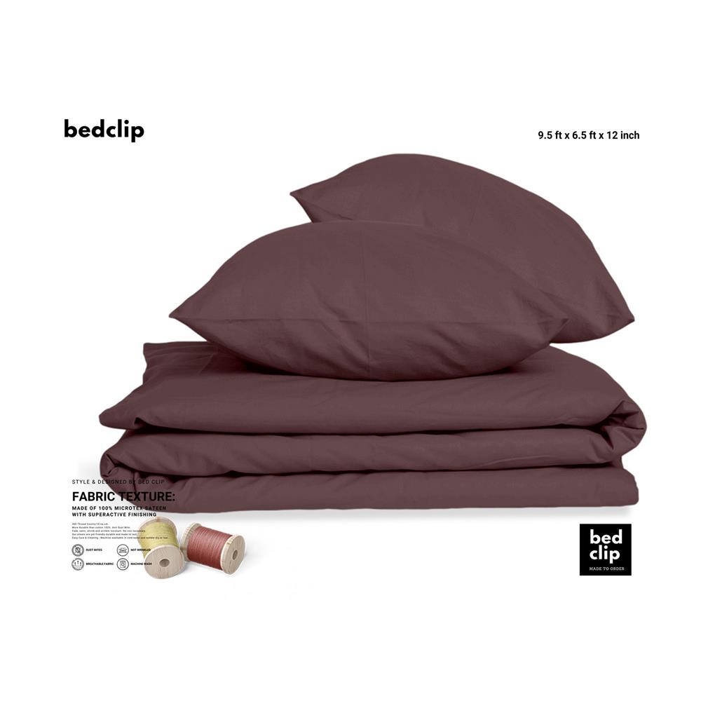 ชุดผ้าปูที่นอน 9.5 ฟุต 3 ชิ้น BED CLIP MICROTEX สีน้ำตาล