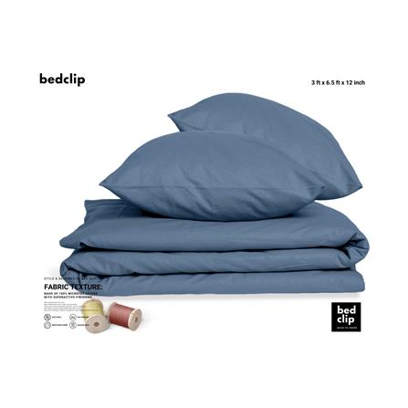 ชุดผ้าปูที่นอน 3 ฟุต 2 ชิ้น BED CLIP MICROTEX สี GREY BLUE_1