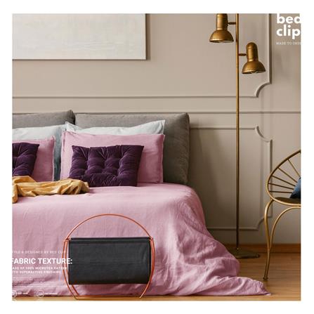 ผ้าปูที่นอน 8 ฟุต BED CLIP MICROTEX สีชมพู