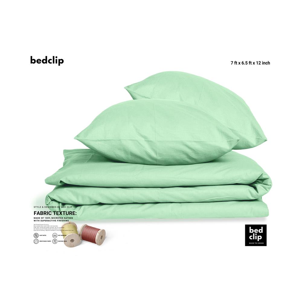 ผ้าปูที่นอน 7 ฟุต BED CLIP MICROTEX สี LIGHT GREEN