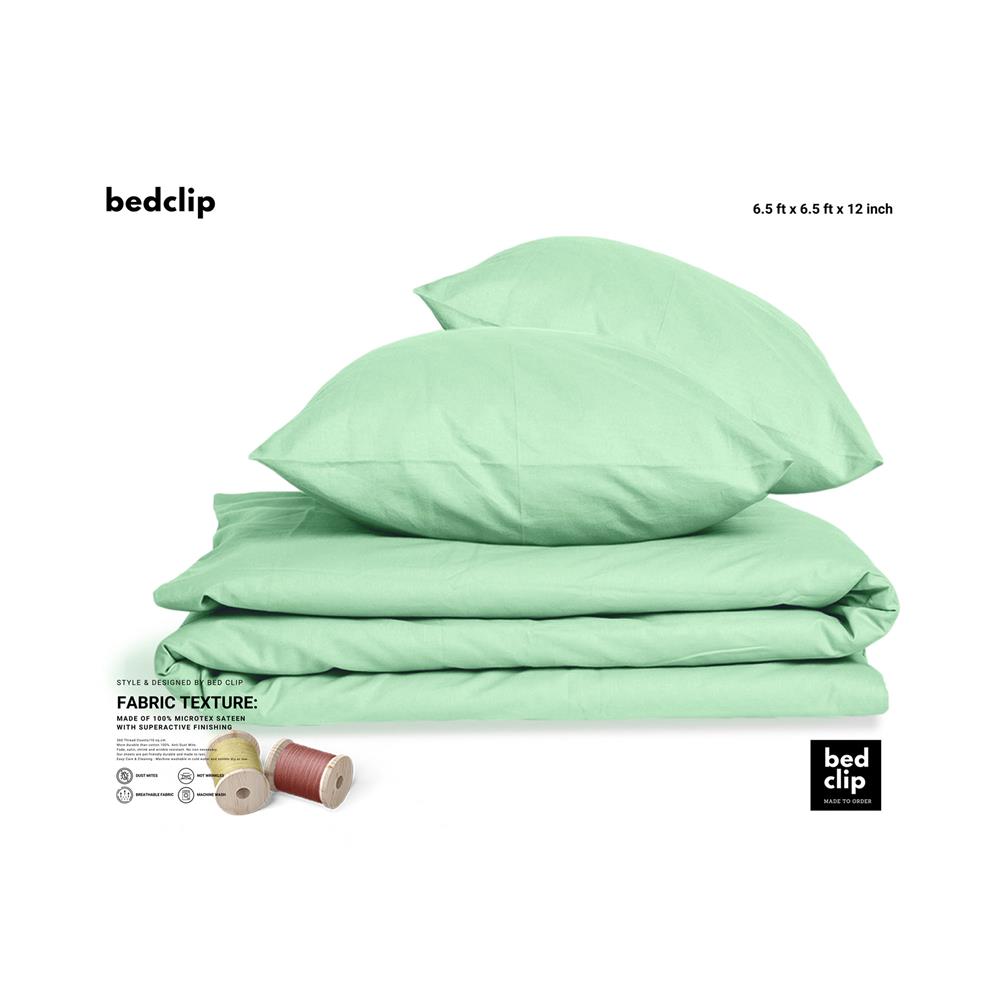 ชุดผ้าปูที่นอน 6.5 ฟุต 3 ชิ้น BED CLIP MICROTEX สี LIGHT GREEN