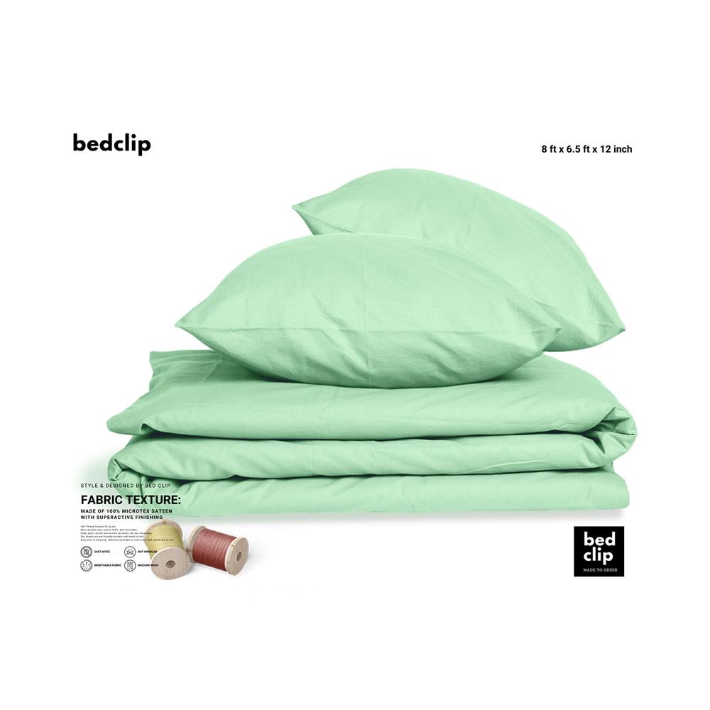 ชุดผ้าปูที่นอน 8 ฟุต 3 ชิ้น BED CLIP MICROTEX สี LIGHT GREEN