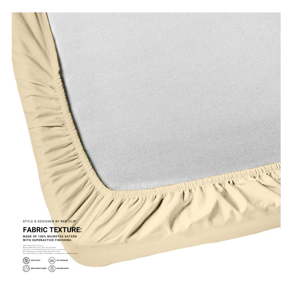 ผ้าปูที่นอน 9.5 ฟุต BED CLIP MICROTEX สี BEIGE