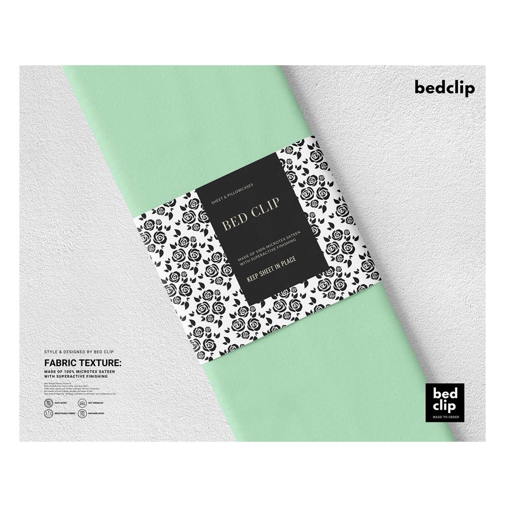 ผ้าปูที่นอน 9 ฟุต BED CLIP MICROTEX สี LIGHT GREEN