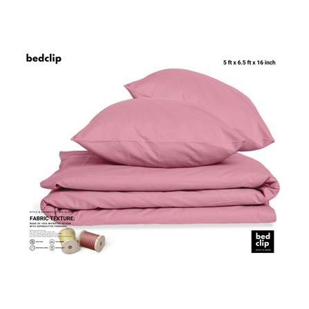 ผ้าปูที่นอน 5 ฟุต BED CLIP MICROTEX สี PINK_1