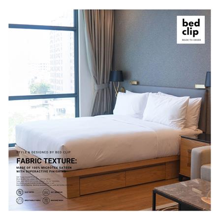 ผ้าปูที่นอน 5 ฟุต BED CLIP MICROTEX สี WHITE