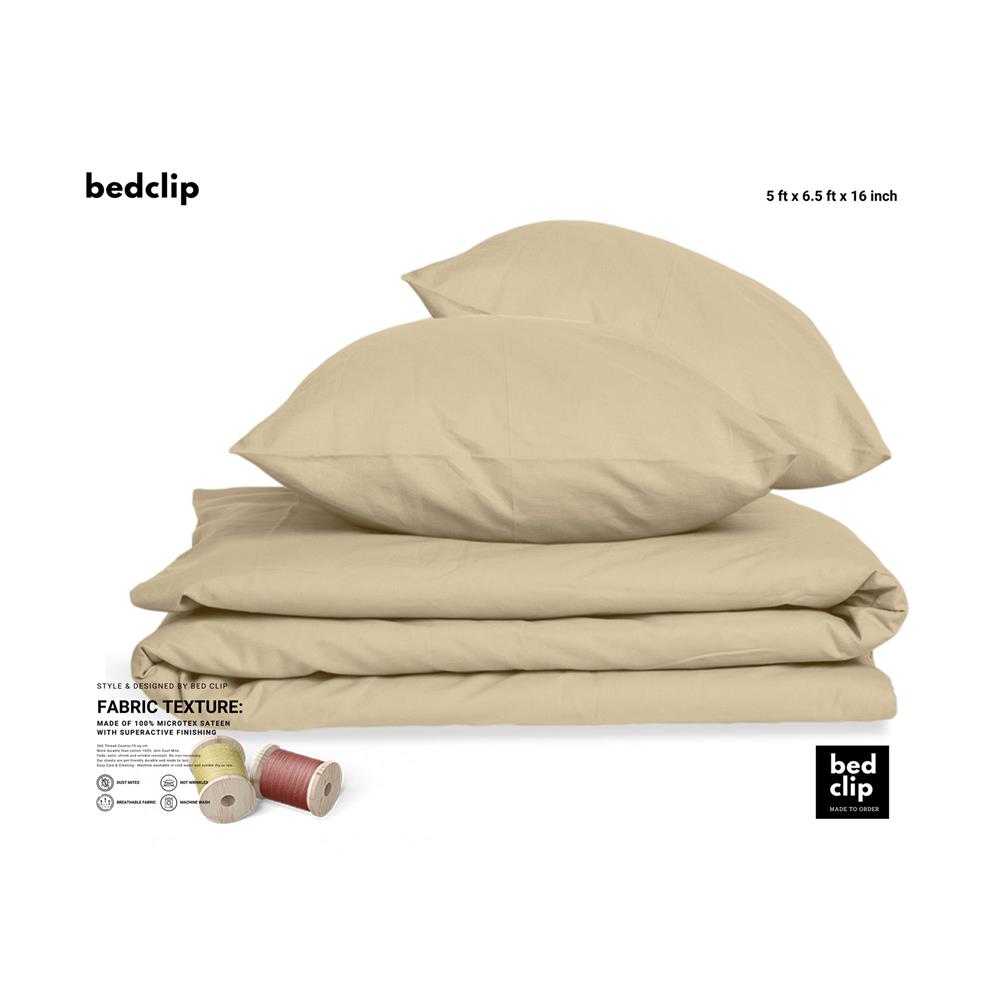 ผ้าปูที่นอน 5 ฟุต BED CLIP MICROTEX สีเบจ