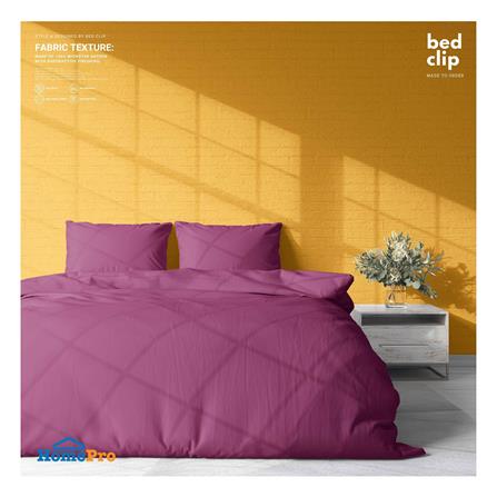 ผ้าปูที่นอน 5 ฟุต BED CLIP MICROTEX สีชมพู_0