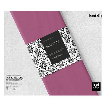 ผ้าปูที่นอน 5 ฟุต BED CLIP MICROTEX สีชมพู_3