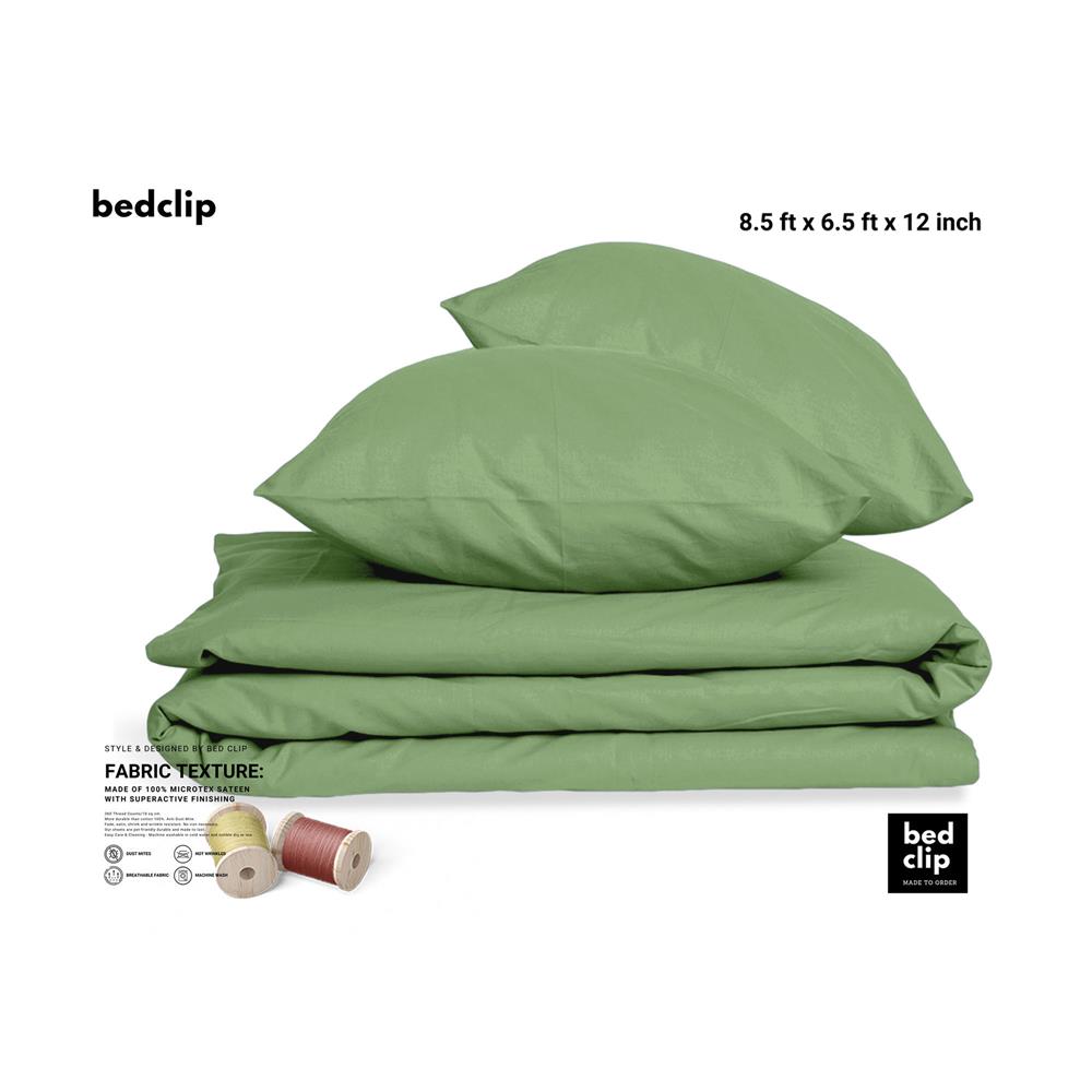 ผ้าปูที่นอน 8.5 ฟุต BED CLIP MICROTEX สี GREEN