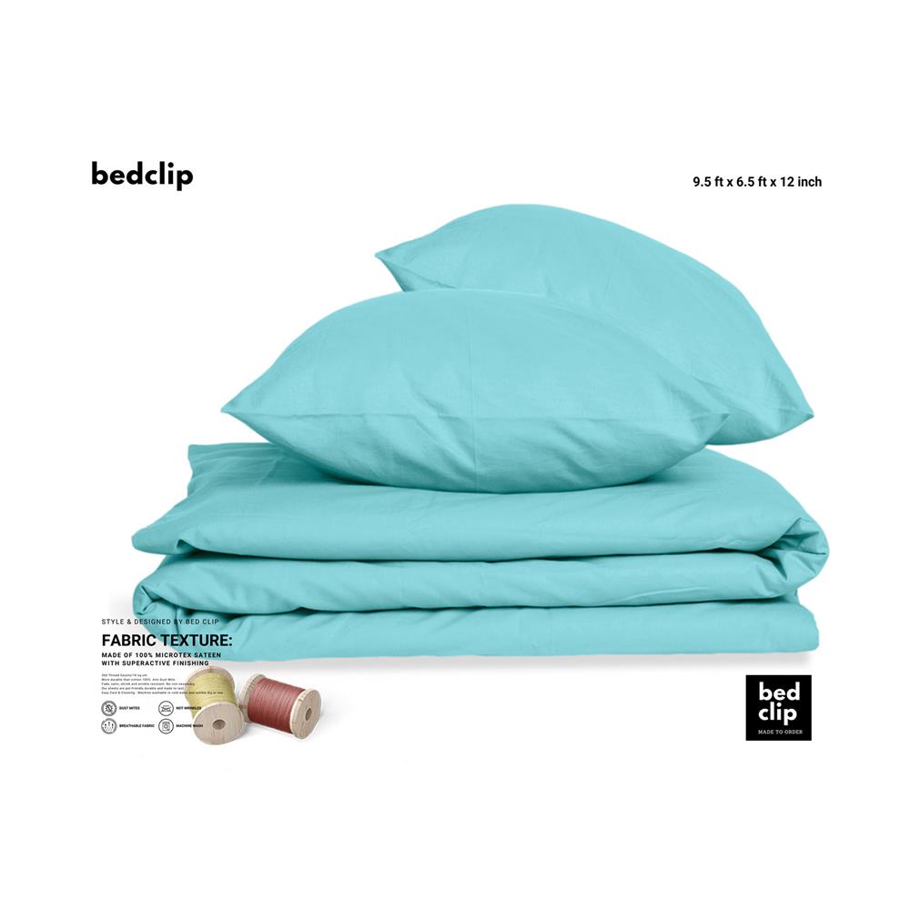 ผ้าปูที่นอน 9.5 ฟุต BED CLIP MICROTEX สี BLUE