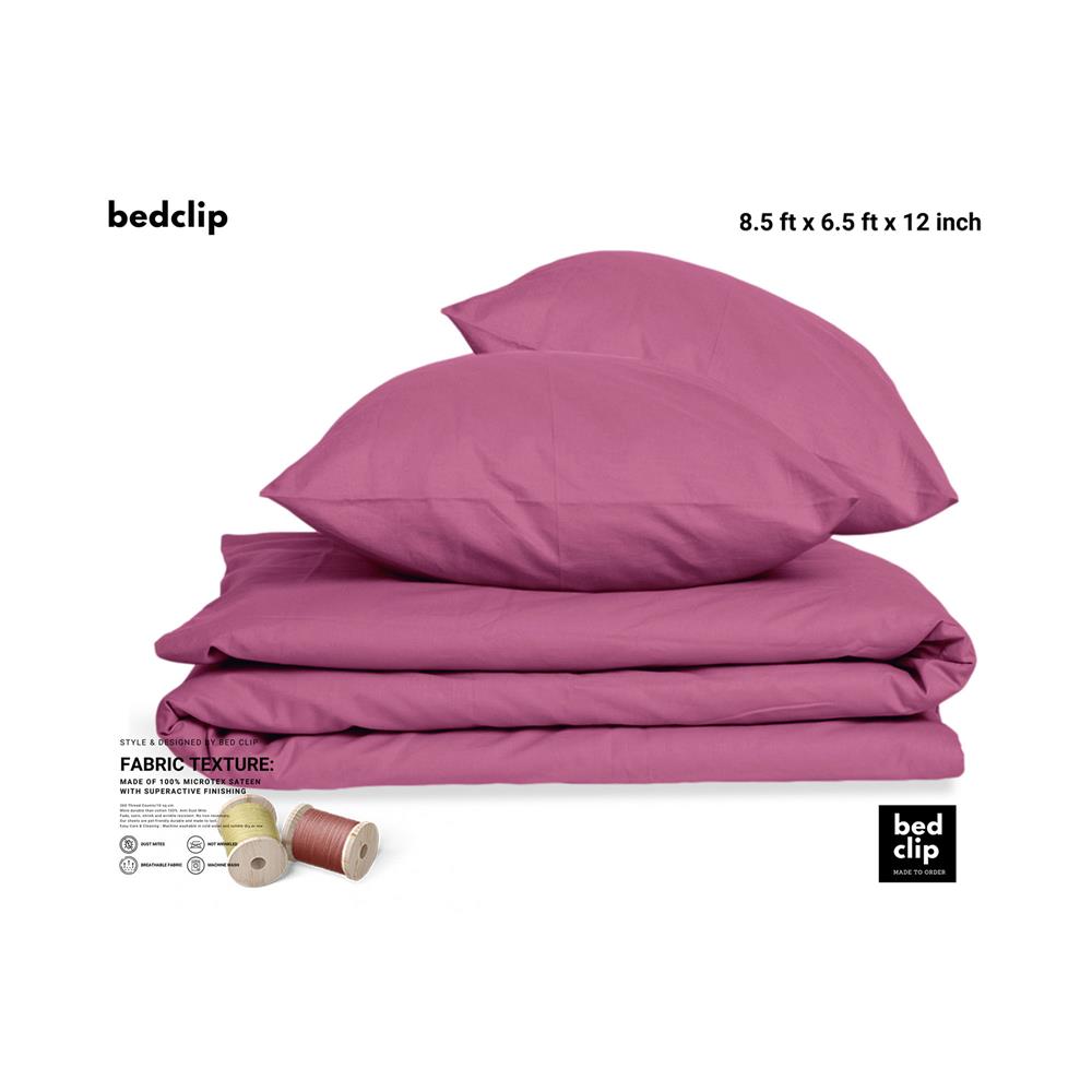 ผ้าปูที่นอน 8.5 ฟุต BED CLIP MICROTEX สี DARK PINK