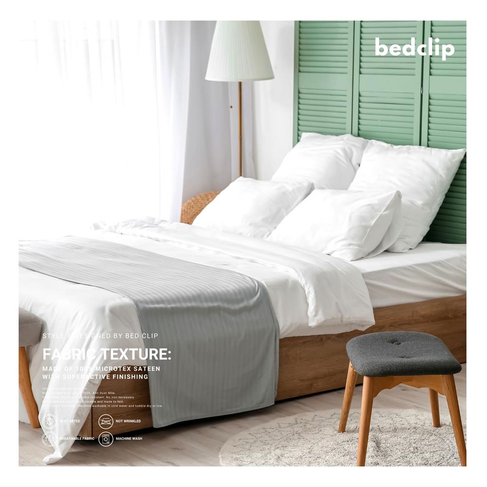 ชุดผ้าปูที่นอน 4 ฟุต 2 ชิ้น BED CLIP MICROTEX สี WHITE