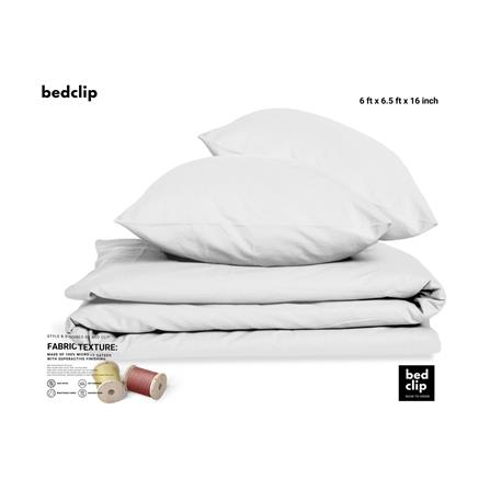 ผ้าปูที่นอน 6 ฟุต BED CLIP MICROTEX สี WHITE_1