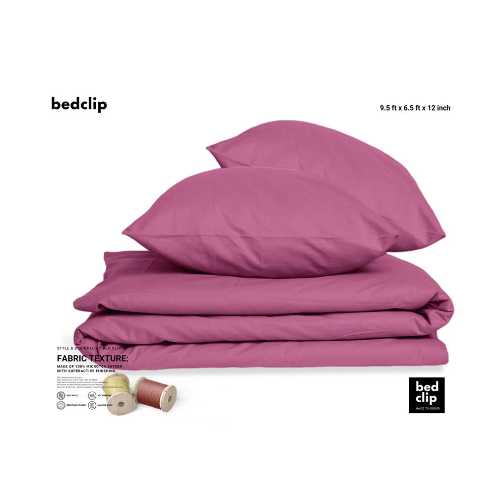ชุดผ้าปูที่นอน 9.5 ฟุต 3 ชิ้น BED CLIP MICROTEX สี DARK PINK