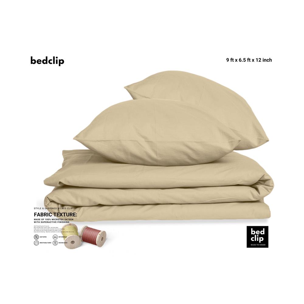 ชุดผ้าปูที่นอน 9 ฟุต 3 ชิ้น BED CLIP MICROTEX สี BEIGE