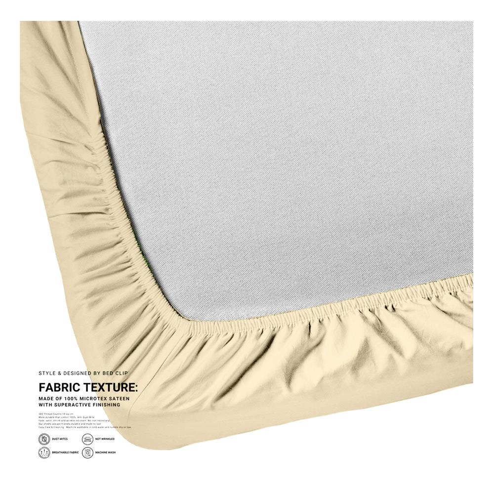 ชุดผ้าปูที่นอน 9 ฟุต 3 ชิ้น BED CLIP MICROTEX สี BEIGE