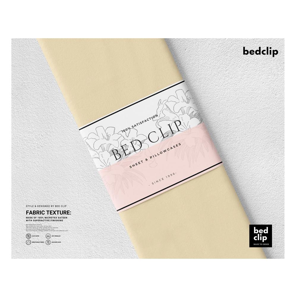 ชุดผ้าปูที่นอน 9 ฟุต 3 ชิ้น BED CLIP MICROTEX สี BEIGE