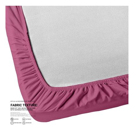 ผ้าปูที่นอน 8.5 ฟุต 3 ชิ้น BED CLIP MICROTEX สี DARK PINK_2