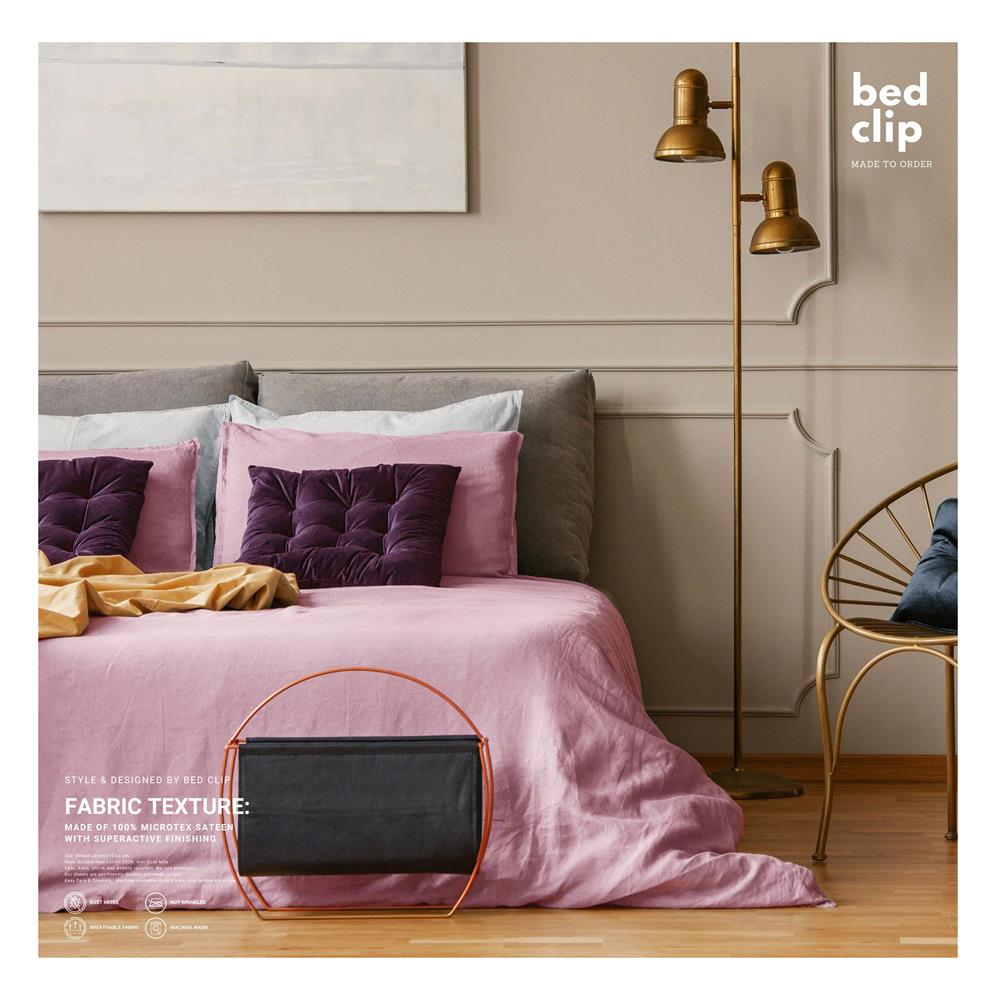 ชุดผ้าปูที่นอน 8.5 ฟุต 3 ชิ้น BED CLIP MICROTEX สี PINK