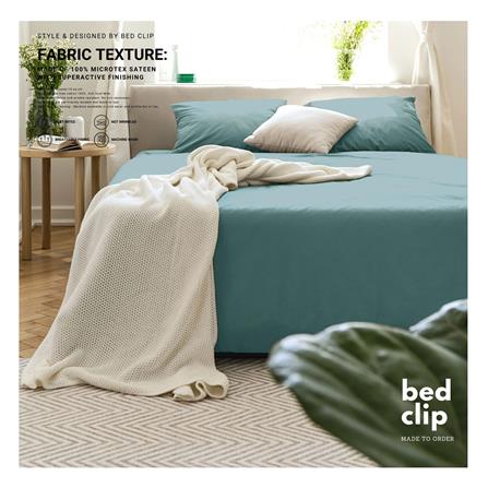 ชุดผ้าปูที่นอน 4 ฟุต 2 ชิ้น BED CLIP MICROTEX สี BLUE/GREEN SEA