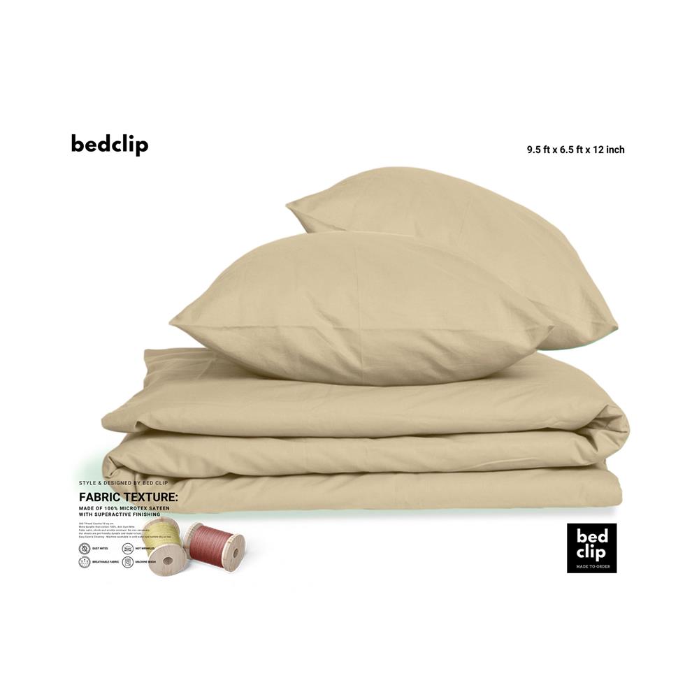 ชุดผ้าปูที่นอน 9.5 ฟุต 3 ชิ้น BED CLIP MICROTEX สี BEIGE