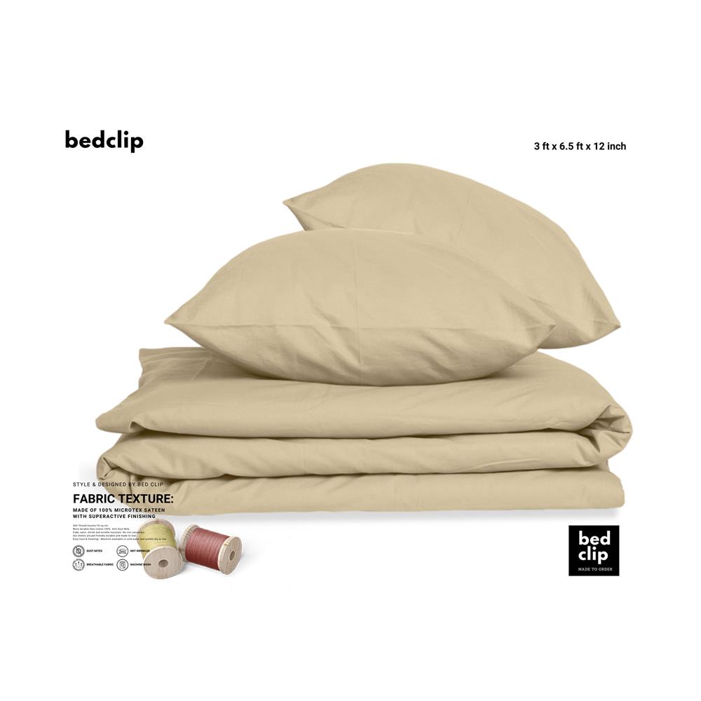 ชุดผ้าปูที่นอน 3 ฟุต 2 ชิ้น BED CLIP MICROTEX สี BEIGE