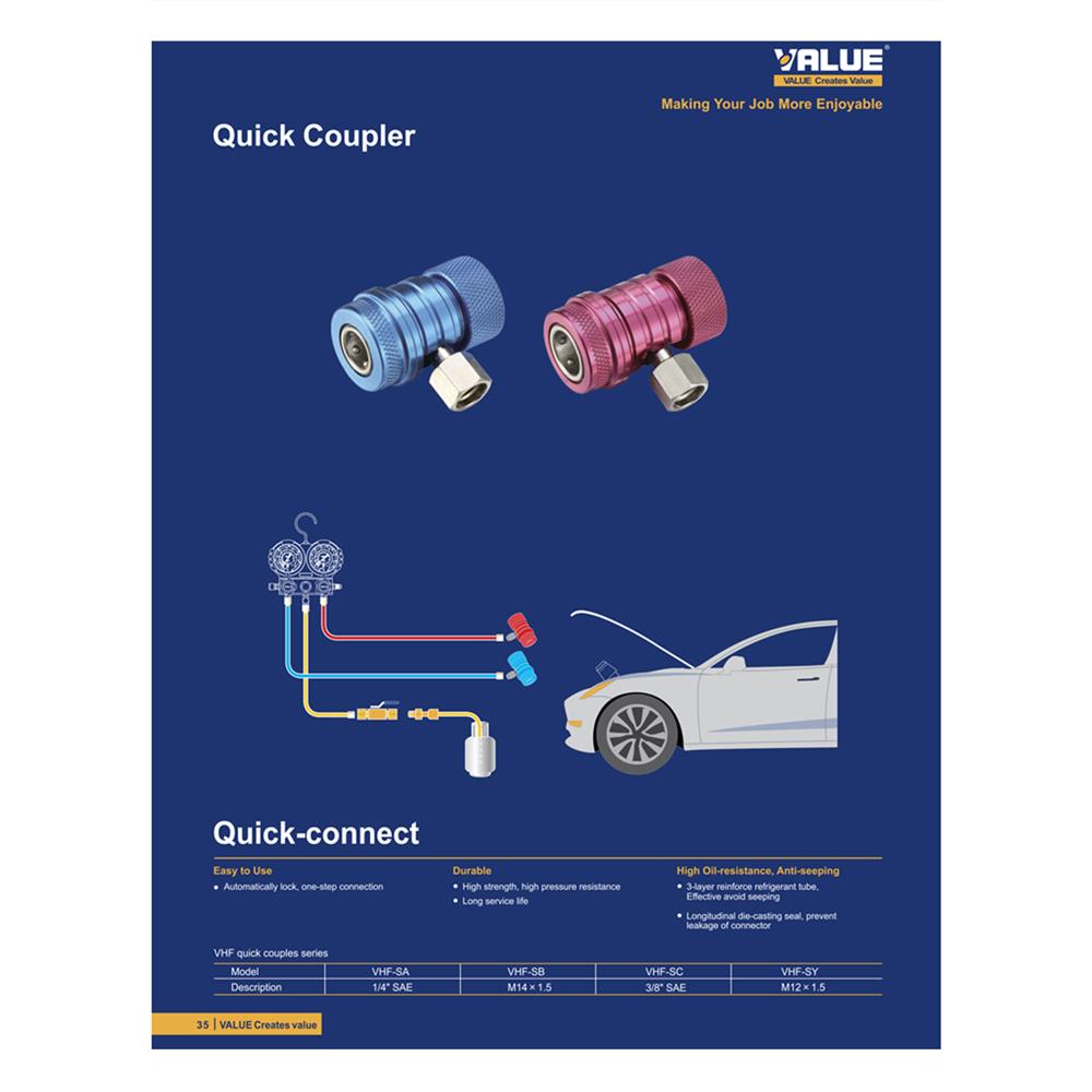 ตัวแปลงน้ำยา R134A VALUE VHF-SA 1/4 นิ้ว (ชุด 2 ชิ้น)