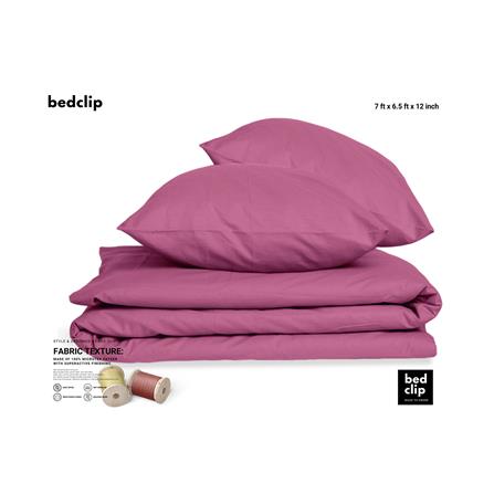 ชุดผ้าปูที่นอน 7 ฟุต 3 ชิ้น BED CLIP MICROTEX สี DARK PINK_1