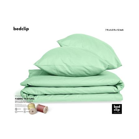 ชุดผ้าปูที่นอน 7 ฟุต 3 ชิ้น BED CLIP MICROTEX LIGHT สี LIGHT GREEN_1