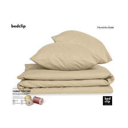 ชุดผ้าปูที่นอน 7 ฟุต 3 ชิ้น BED CLIP MICROTEX สี BEIGE_1