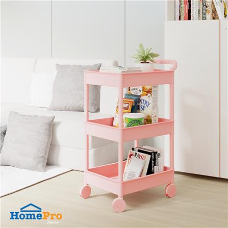 ชั้นวางของ 3 ชั้น มีล้อ STACKO 51.8x34.5x89.8 ซม. สีชมพู_5