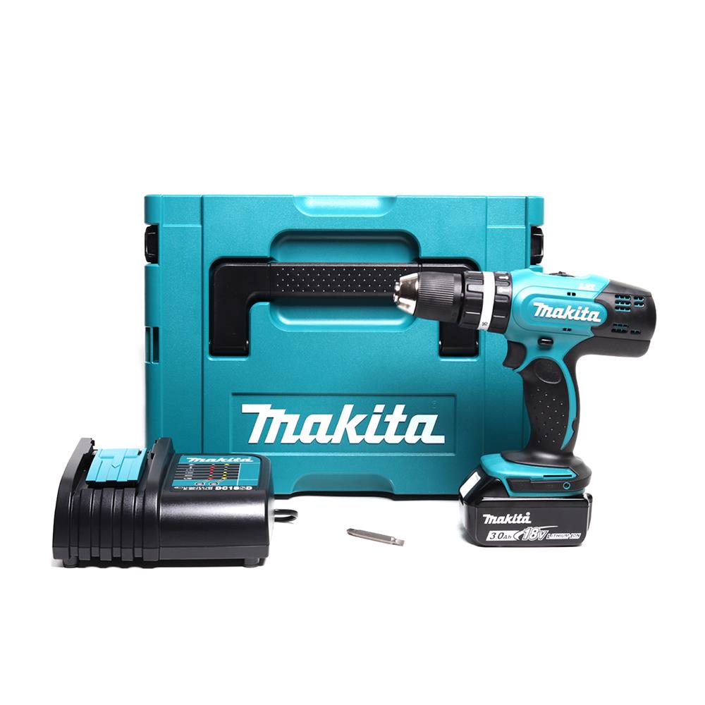 สว่านกระแทกไร้สาย (พร้อมแบตเตอรี่+กล่อง MAKPAC) MAKITA DHP453SF1J&nbsp;18 โวลต์