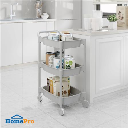 ชั้นวางของ 3 ชั้น มีล้อ STACKO 49.8x33x81 ซม. สีเทา_5